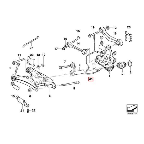BMW 5シリーズ E39 525i リア/リヤ ABSセンサー/スピードセンサー 片側 34521182160 | BMW | 01