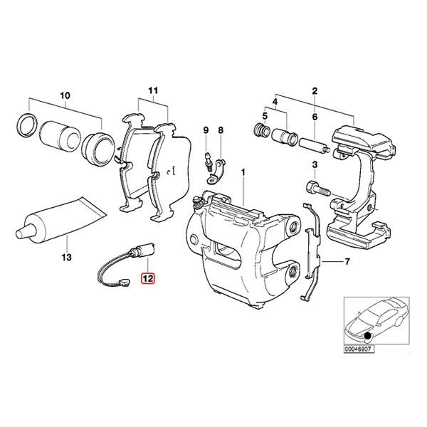 全国送料200円 BMW Xシリーズ X5/E53 3.0i フロント ブレーキパッドセンサー 800mm 1本 34351165579 | BMW | 01