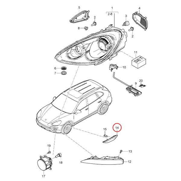 Porsche Cayenne カイエン 958型 2011-2014年式 LED サイドマーカー デイライト付き 左右セット スモークレンズ 95863110100 95863110200 | PORSCHE | 01