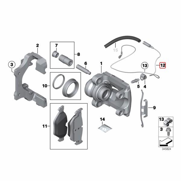 BMW BMW X1/E84 リア/リヤ ブレーキパッドセンサー 1本 34356792565