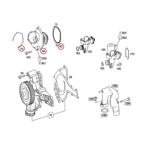 [優良品]ベンツ W221 C207 W212 R230 S500 S550 E550 SL550 サーモスタット 100℃ 開弁式 ガスケット付き 2732000215 2722000515｜protechauto｜02