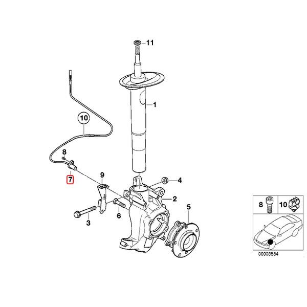 BMW 5シリーズ E39 525i 528i フロント ABSセンサー/スピードセンサー 左右共通 片側 34526756375 34521165534 34520025723 | BMW | 01