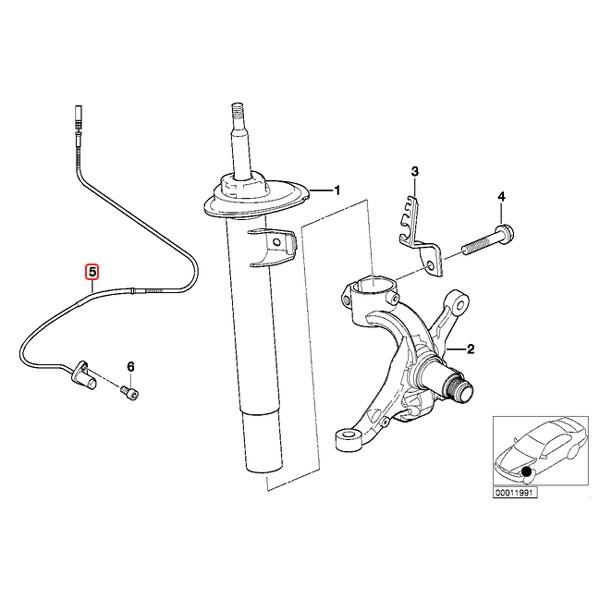 BMW E46 328i 330i 318Ci 328Ci フロント ABSセンサー/スピードセンサー 片側 34521165609 34521164651｜protechauto｜02