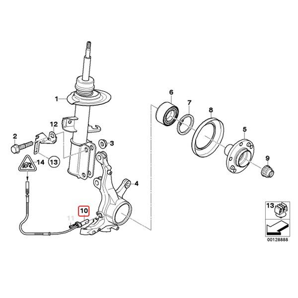 BMW X5/E53 3.0i フロント ABSセンサー/スピードセンサー 左右共通 片側 34526756379 34526752016 | BMW | 01