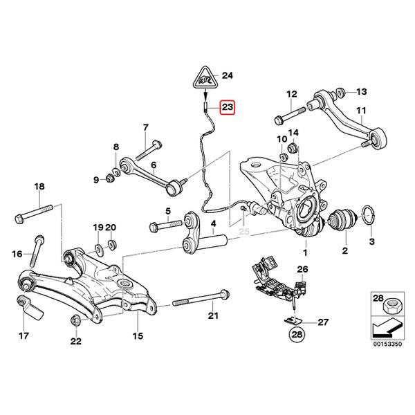BMW X5/E53 4.4i リア/リヤ ABSセンサー/スピードセンサー 左右共通 片側 34526756380 34520025726 | BMW | 01