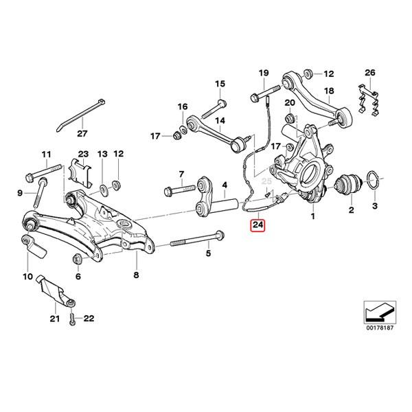 BMW 5シリーズ E39 525i 528i リア/リヤ ABSセンサー/スピードセンサー 左右共通 片側 34526756376 34520025724 34521165535 | BMW | 01