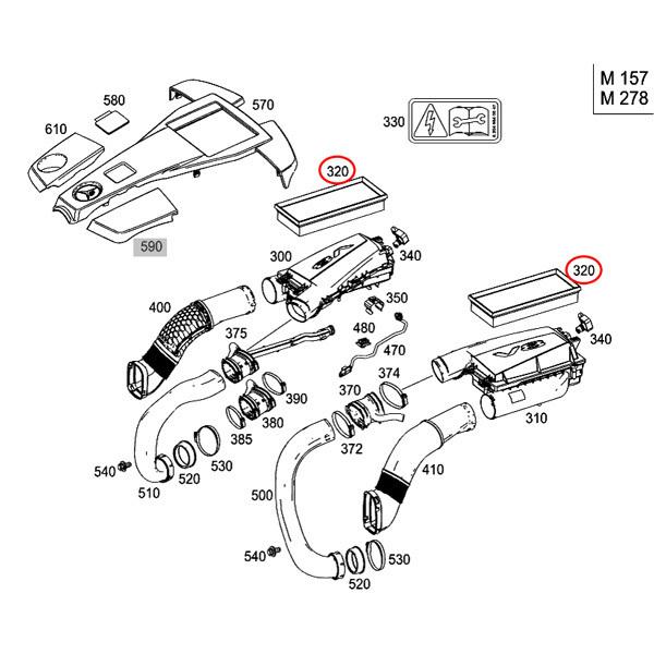 ベンツ R231 W216 W218 SL550 SL63AMG CL550 CL63AMG CLS550 CLS63AMG エアフィルター/エアクリーナー 2枚セット 2780940004｜protechauto｜02