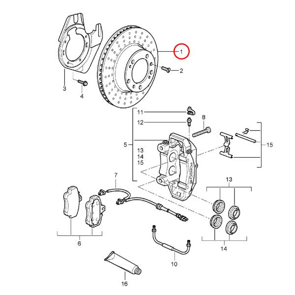 マイレ製 Porsche ポルシェ 911 996 997 フロント ドリルドブレーキディスク 左側 防錆仕様 99635140500 99635140501_1