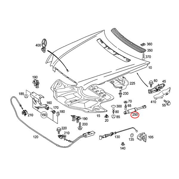 TUFF SUPPORT製 ベンツ W211 E350 E500 E550 E55AMG E63AMG ボンネットダンパー/エンジンフードダンパー 片側 2118800029 2118800329｜protechauto｜02