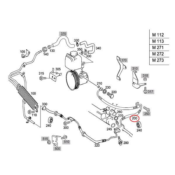 URO製 ベンツ W203 C240 C320 パワステホース/パワステプレッシャーホース 左ハンドル用 2034661681｜protechauto｜02