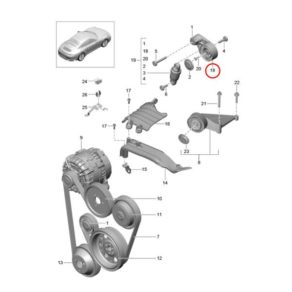 PORSCHE（ポルシェ） URO製 911 997 991 ベルトテンショナープーリー