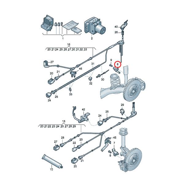 Audi アウディ Q3 8U H23〜30年式 リア/リヤ ABSセンサー/スピードセンサー 右側 WHT003858A ...