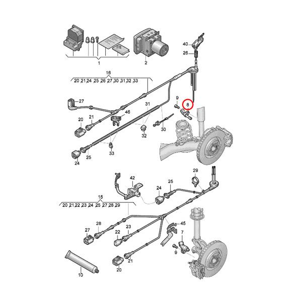 Audi（アウディ） Q3 8U H23〜30年式 リア/リヤ ABSスピードセンサー 左側 WHT003859A WHT003859B ...