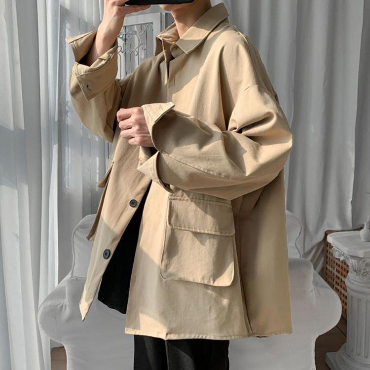 大きめポケット 大きサイズ メンズ ロングシャツ カジュアルシャツ