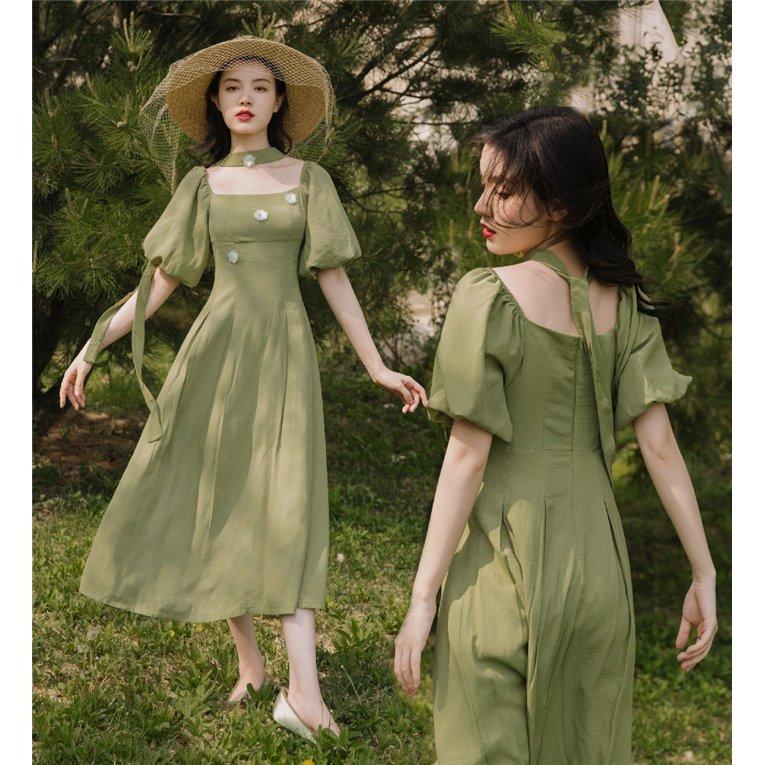 セブンテン ヴィクトリアンプリントドレス 花柄 フリル ブラウン