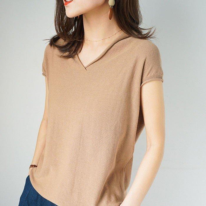 Tシャツ レディース 半袖 トップス  無地 カジュアルTシャツ かわいい ニットトップス  2019夏新作