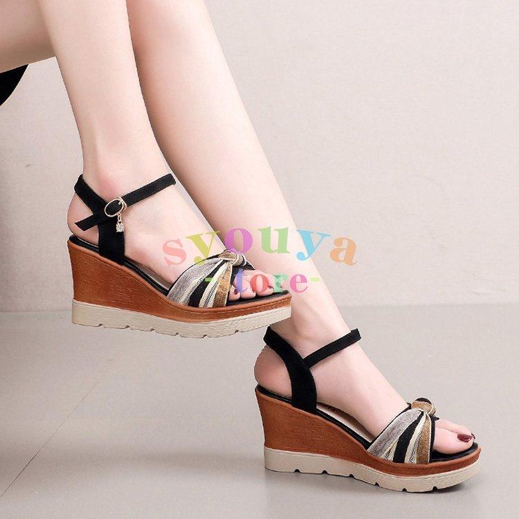 未使用 グッチ ウェッジソール サンダル ヒール ボタニカル柄 5 1⁄2