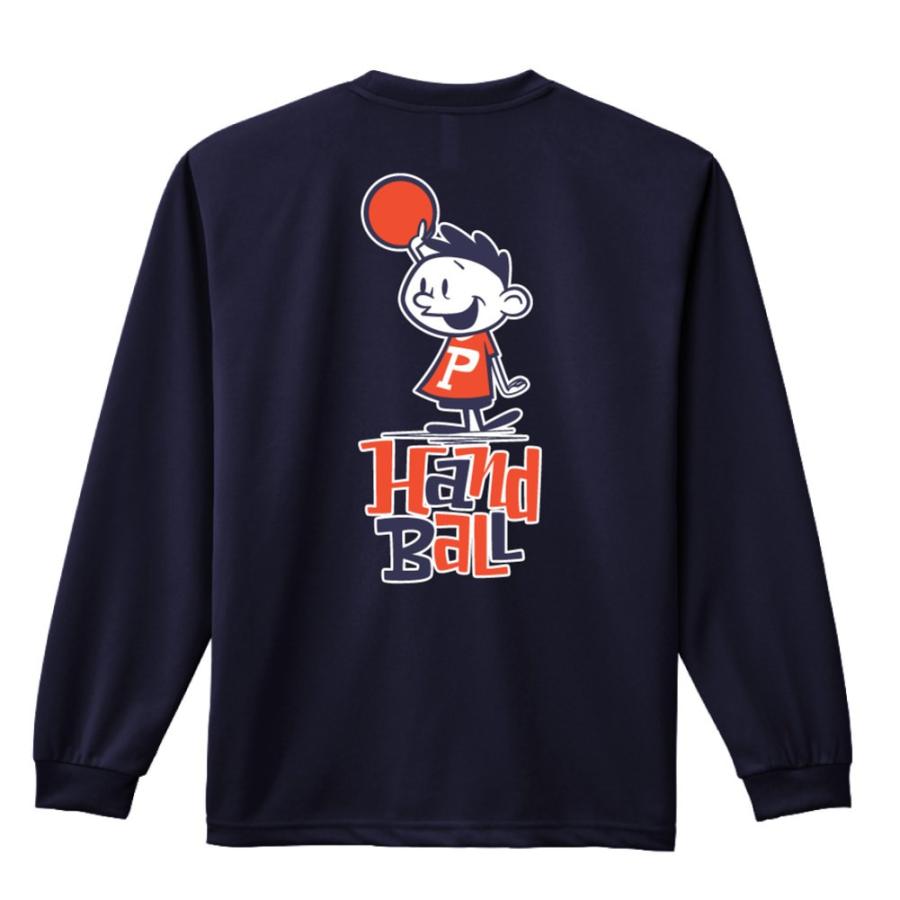 ハンドボール 長袖 ロンT シャツ ハンドボールカートゥーン 投げまーす
