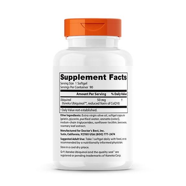 【クーポンあり】ユビキノール 還元型 コエンザイム Q10 50mg 90粒 Doctor's BEST（ドクターズベスト）カネカ 還元型