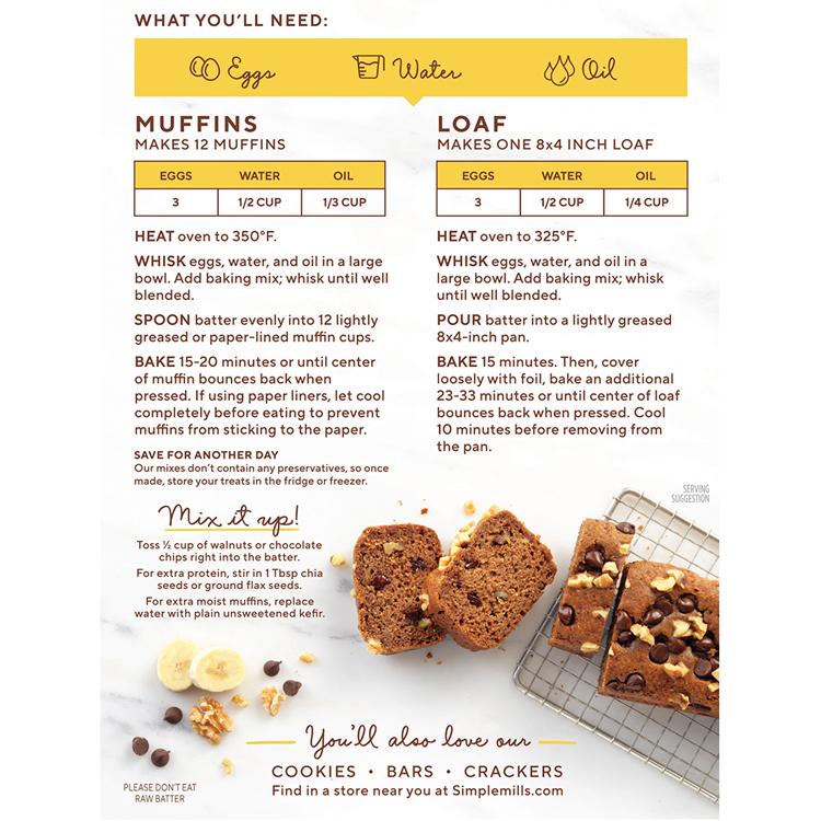 シンプルミルズ バナナ マフィン&ブレッド ミックス 255g (9oz) Simple Mills Almond Flour Baking Mixes Banana Muffin & Bread Mix マフィン｜proteinusa｜06