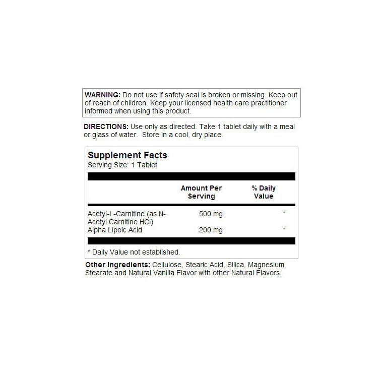 kal acetyl l carnitine alpha lipoic acid Antioxidant Caplets  -L- 500mg  