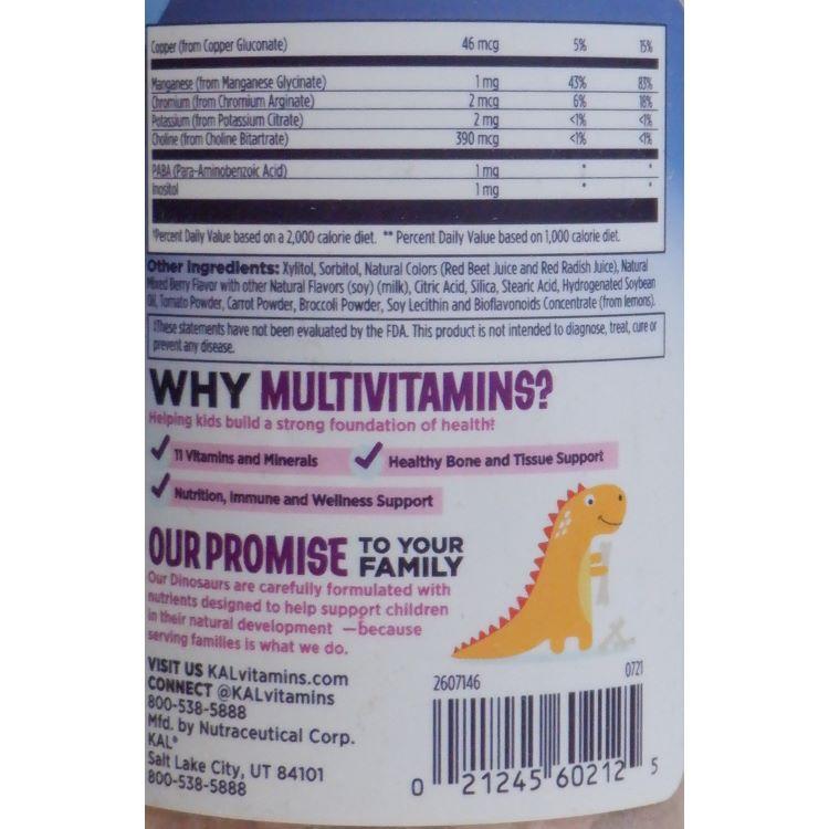 カル キッズ マルチビタミン 90粒 チュアブル ミックスベリー味 KAL MultiSaurus Kids Multivitamin ...