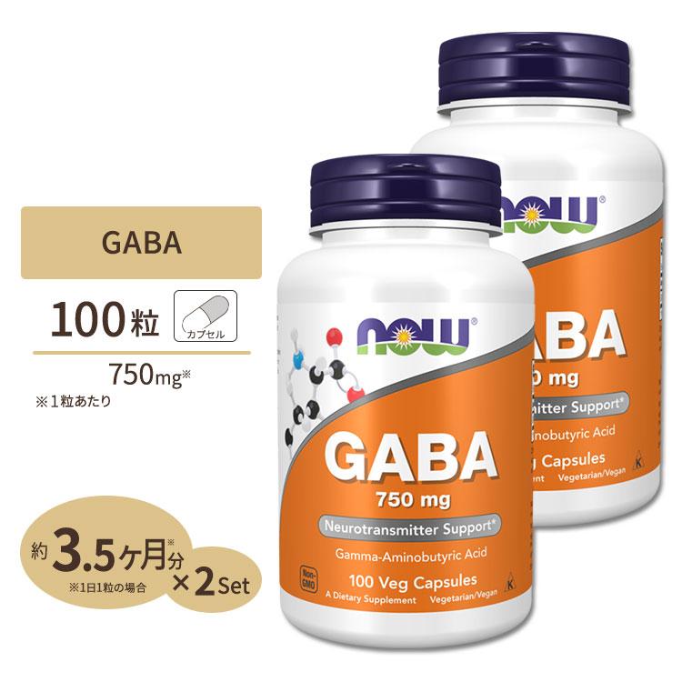 2個セット] GABA (ギャバ) 750mg 100粒 NOW Foods (ナウフーズ 