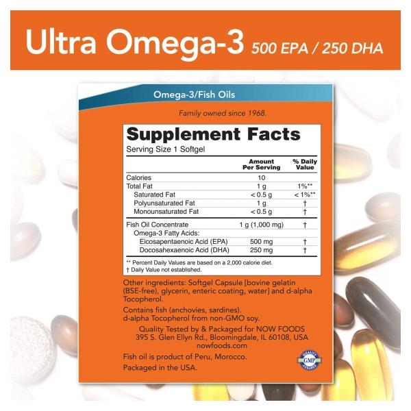 [2個セット] ナウフーズ ウルトラオメガ3 EPA\u0026DHA サプリメント 180粒 NOW Foods Ultra Omega-3 ソフトジェル エイコサペンタエン酸 約6ヶ月分の画像