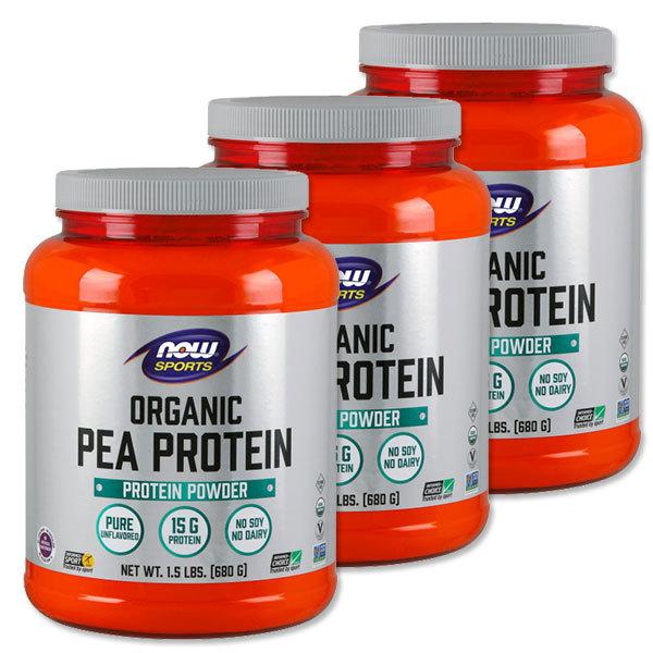 ナウフーズ オーガニックピープロテイン（えんどう豆） 自然的フレーバー 680g 3個仕かける NOW Foods ナウ運動競技