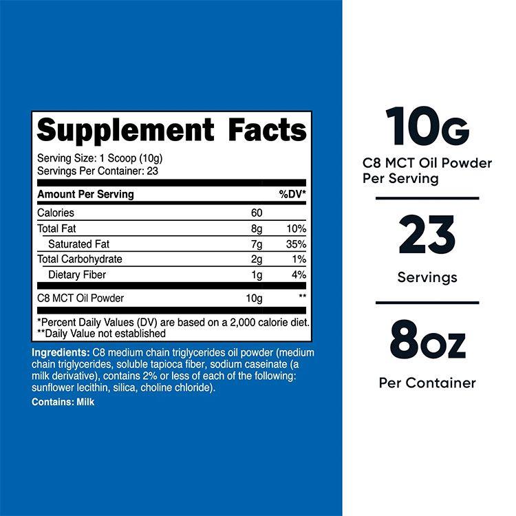 ニュートリコスト C8 MCT オイル パウダー 227g (8 oz) Nutricost C8 MCT Oil Powder 100%中鎖脂肪酸 ノンフレーバー｜proteinusa｜03