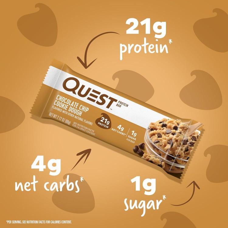 クエストニュートリション プロテインバー チョコレートチップクッキー(12本入り) Quest Nutrition高たんぱく 低糖質 ヘルシースナック｜proteinusa｜02