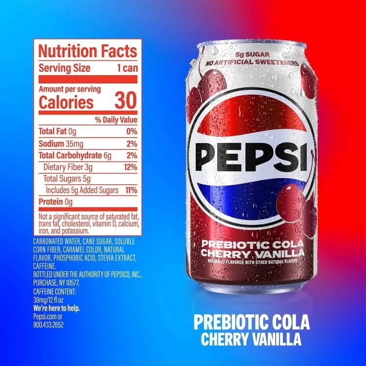 ペプシ プレバイオティクス コーラ ソーダポップ チェリーバニラ 355ml