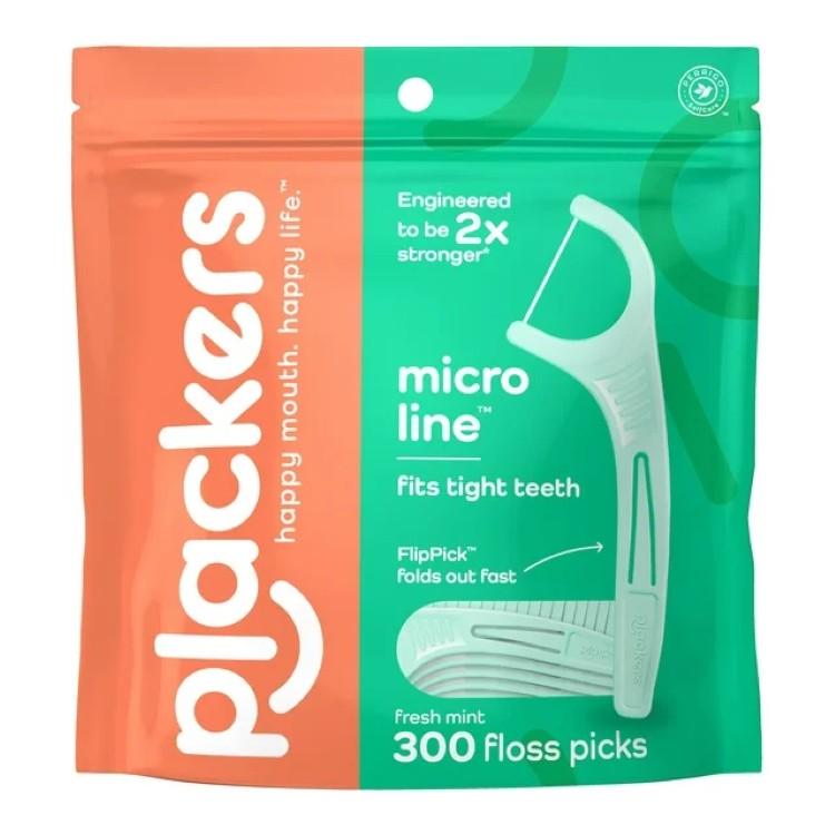 プラッカーズ マイクロライン デンタルフロス タフロス フリップピック 折りたたみ式 フレッシュミント 300本 Plackers Micro Line Den お取り寄せ（Yahoo!・プロテインUSA）