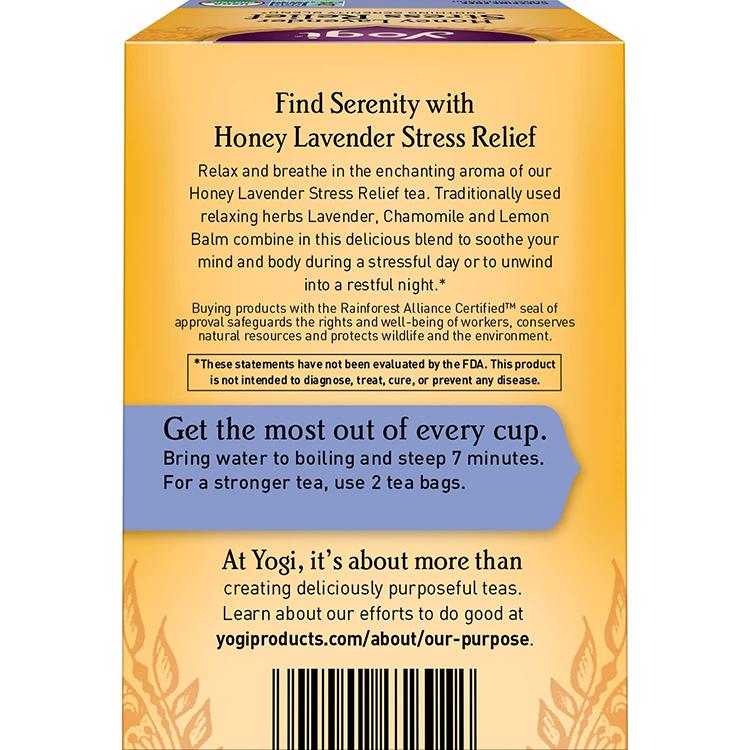 ヨギティー ハニーラベンダー ハーブティー 16包 29g (1.02oz) Yogi Tea Honey Lavender Stress Relief 蜂蜜 ラベンダー ハーバルティー ティーバッグ｜proteinusa｜05