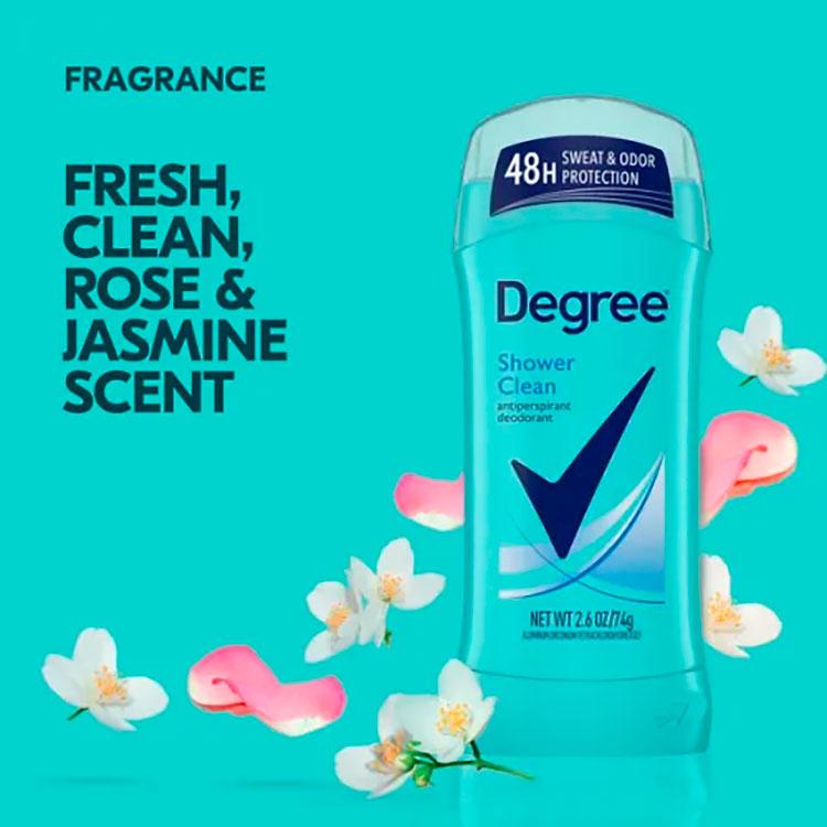 ディグリー シャワークリーン デオドラントスティック 74g (2.6oz) ローズ&ジャスミン Degree Shower Clean Antiperspirant Deodorant Stick｜proteinusa｜06