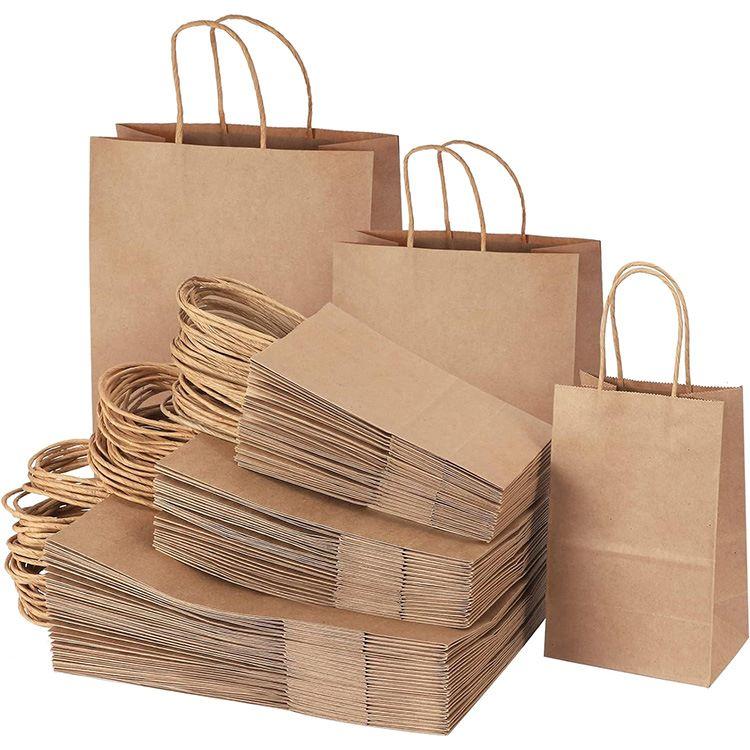 オリジナル ブラウン ペーパーバッグ 持ち手付き 120枚 TOMNK 120pcs Brown Paper Bags with Handles