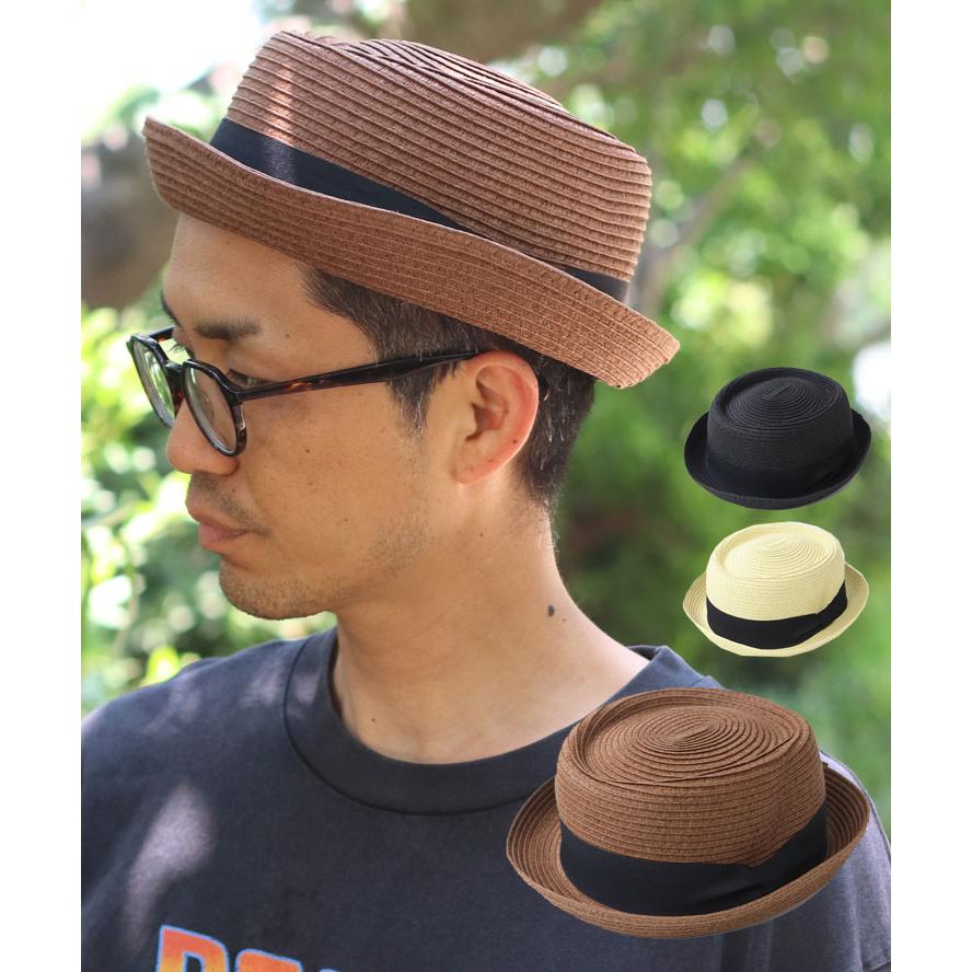 58.5cmと63cmの2サイズ展開 麦わら帽子 ポークパイ メンズ レディース 折りたたみ Regnuu リヌー ペーパーブレード ポークパイハット つば広 UV カンカン帽 | Regnuu