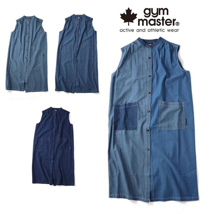 gym master シャンブレー ワンピース G321752 ジムマスター レディース ワンピース ノースリーブ UV ケア 春 夏 春夏 | gym master