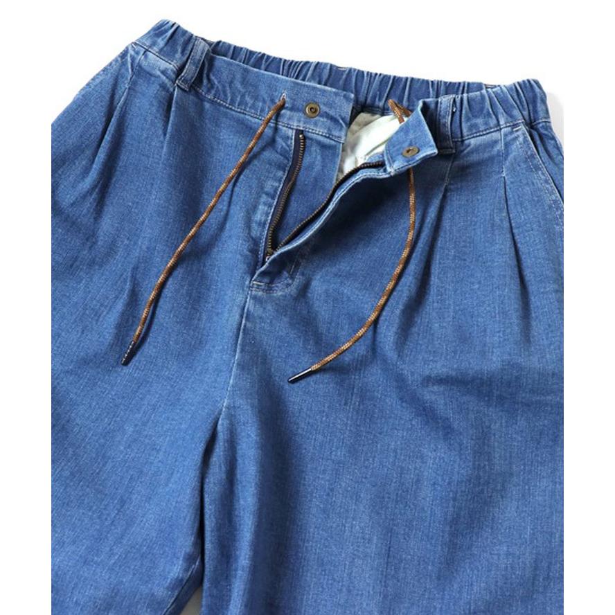 gym master ジムマスター 10oz ストレッチデニム＆ツイル ツータックテーパードパンツ G833722 メンズ イージーパンツ ゆったり ウエストゴム 春夏 アウトドア | gym master | 10