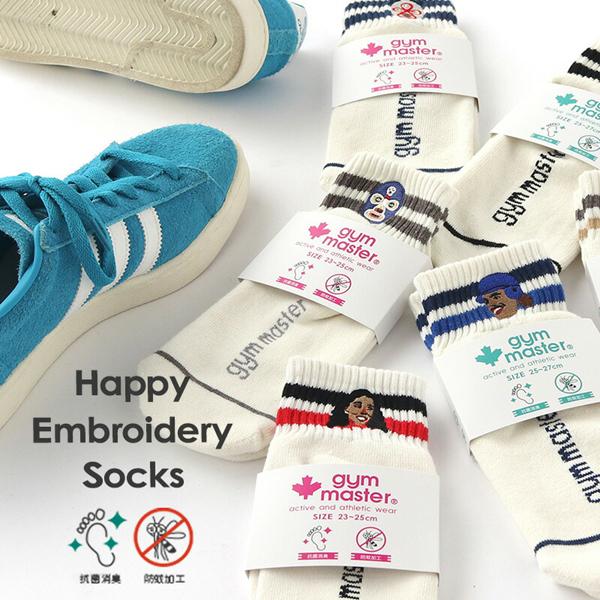 gym master ジムマスター ハッピー刺繍ラインソックス 靴下 メンズ レディース G466624 | gym master | 16
