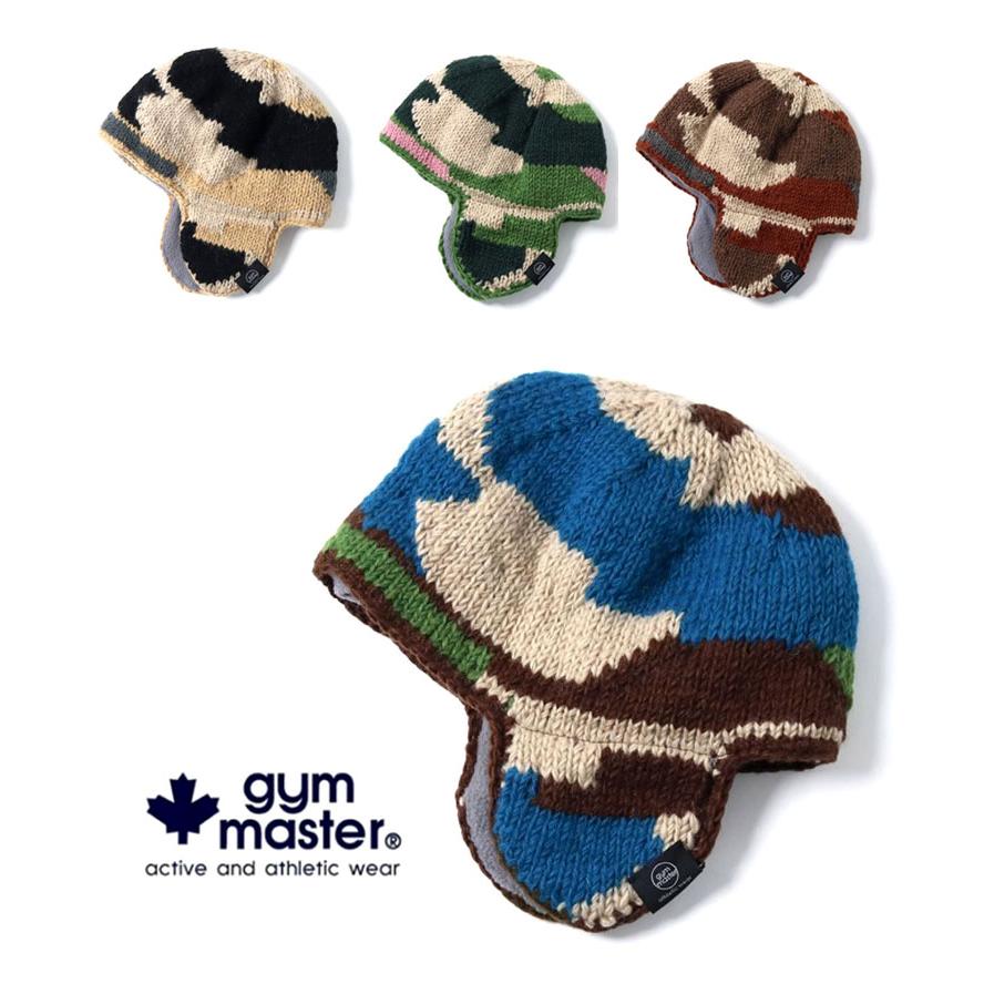 gym master ジムマスター 手編み耳当て付ニット帽 G699736 レディース メンズ 帽子 防寒 パイロットキャップ アビエイター キャップ 秋 冬 秋冬 | gym master