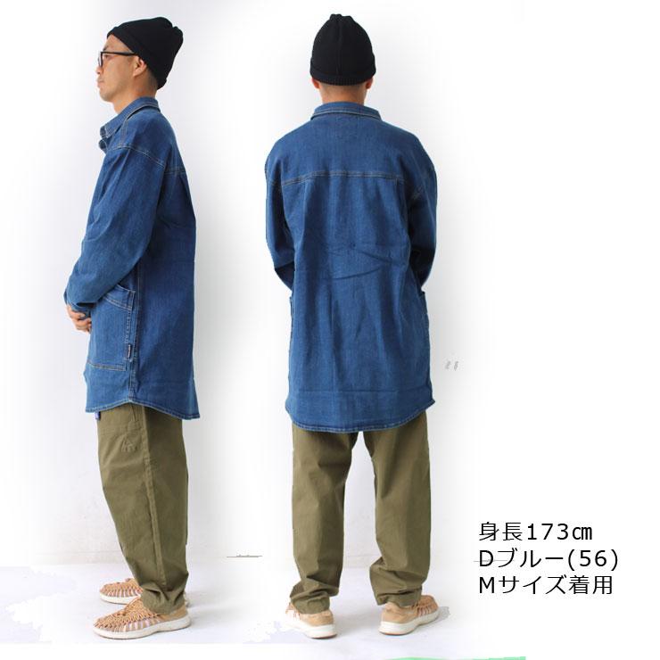ロングコート メンズ 薄手 デニム ジャケット ジムマスター gym master 10ozストレッチ デニム/カツラギ ロングシャツ G421744 | gym master | 12