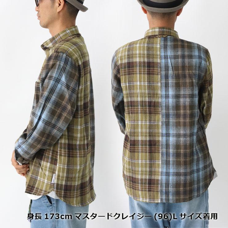 爆買 ジムマスター シャツ メンズ レディース gym master 2WAYショールカラーチェックネルシャツ g433755 ネルシャツ チェックシャツ | gym master | 22