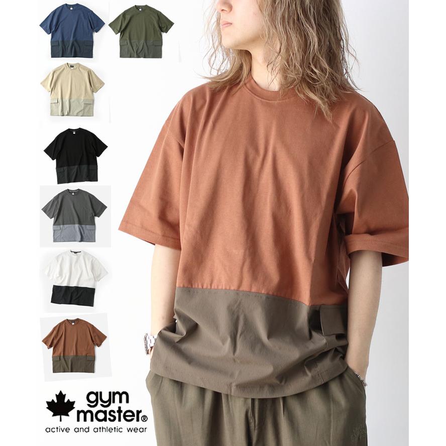 ジムマスター tシャツ 半袖 大きいサイズ 半袖 tシャツ gym master マイクロリップ 天竺切り替えTee G521728 キャンプ | gym master