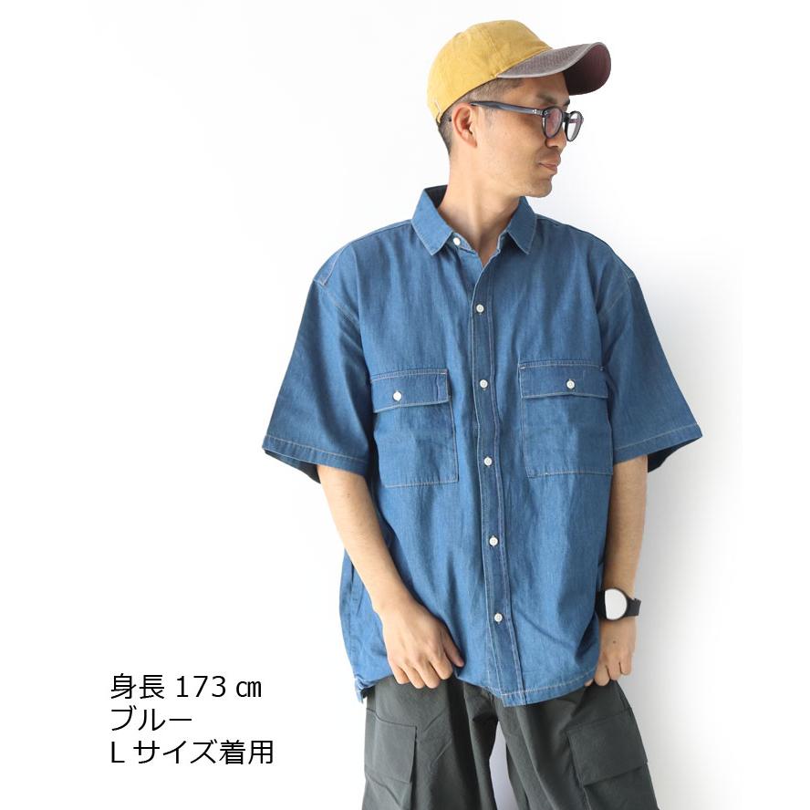 gym master ジムマスター ライトデニムシャツ  半袖シャツ デニムシャツ メンズ メンズ ブランド 大きいサイズ レディース G521732 / 返品・交換不可 | gym master | 06