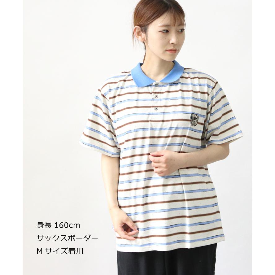 gym master ジムマスター ブルドック刺繍 ボーダー ポロシャツ ヘンリーネック 半袖 大きいサイズ G521742 | gym master | 06