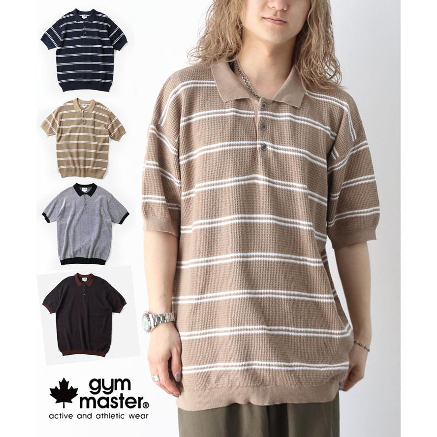 gym master ジムマスター ハイゲージ ニット ボーダー ポロ ポロシャツ Tシャツ メンズ レディース G521752 | gym master