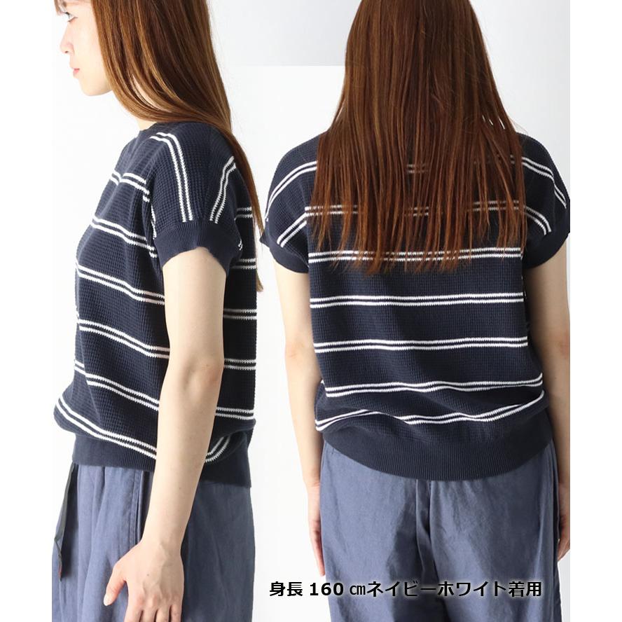 カットソー レディース  Tシャツ レディース gym master ジムマスター ハイゲージ ニットボーダー フレンチスリーブ Tee G521753 | gym master | 06
