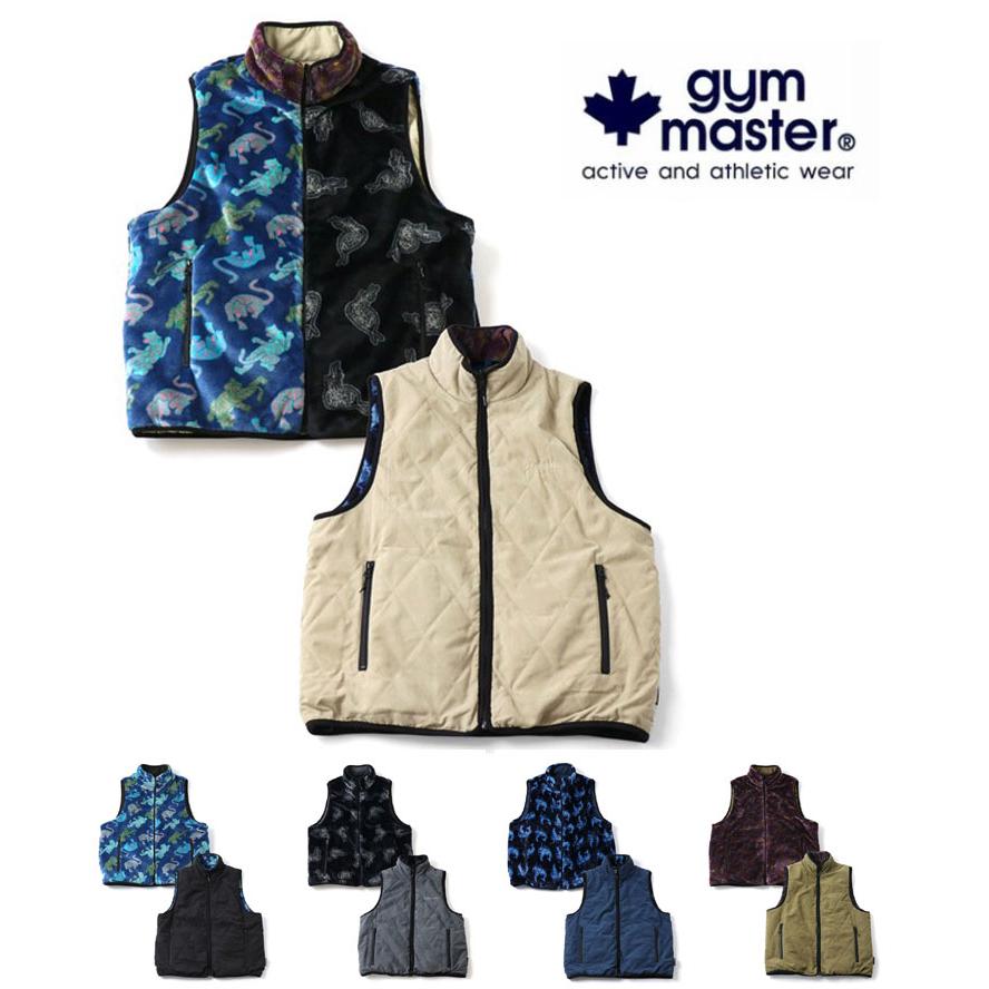 gym master ジムマスター キルト×ハッピーペイントボアリバーシブル ベスト G621750 メンズ レディース ボアジャケット フリース キルトジャケット 秋 冬 秋冬 | gym master