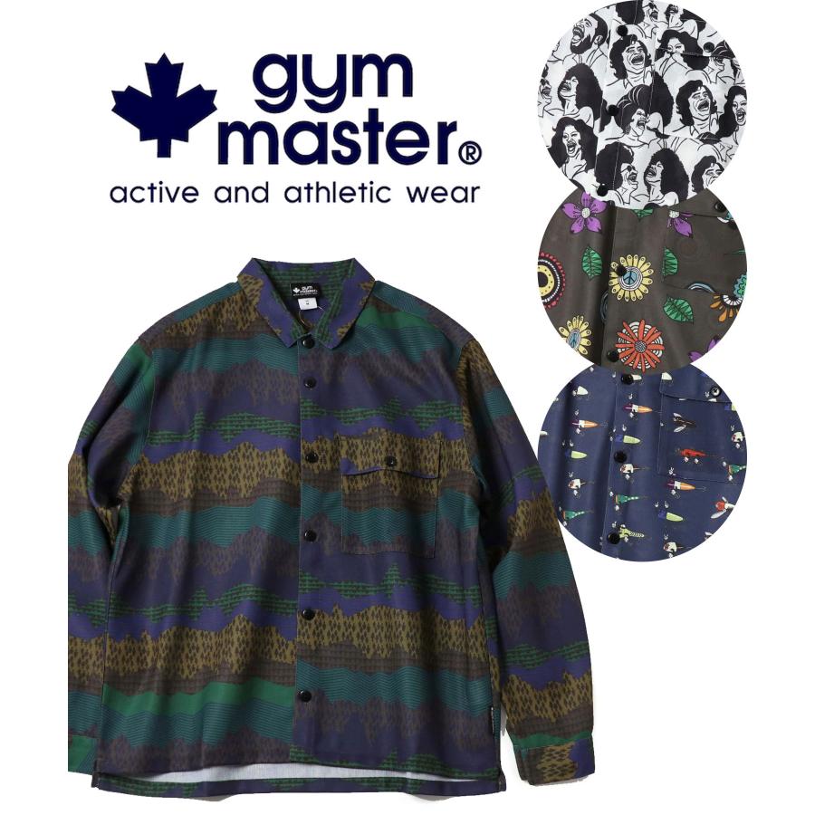 gym master ジムマスター ハッピーペイントメッシュシャツ G633755 メンズ 長袖シャツ 春夏 メッシュシャツ 総柄シャツ 軽量 通気性 アウトドア カジュアル | gym master